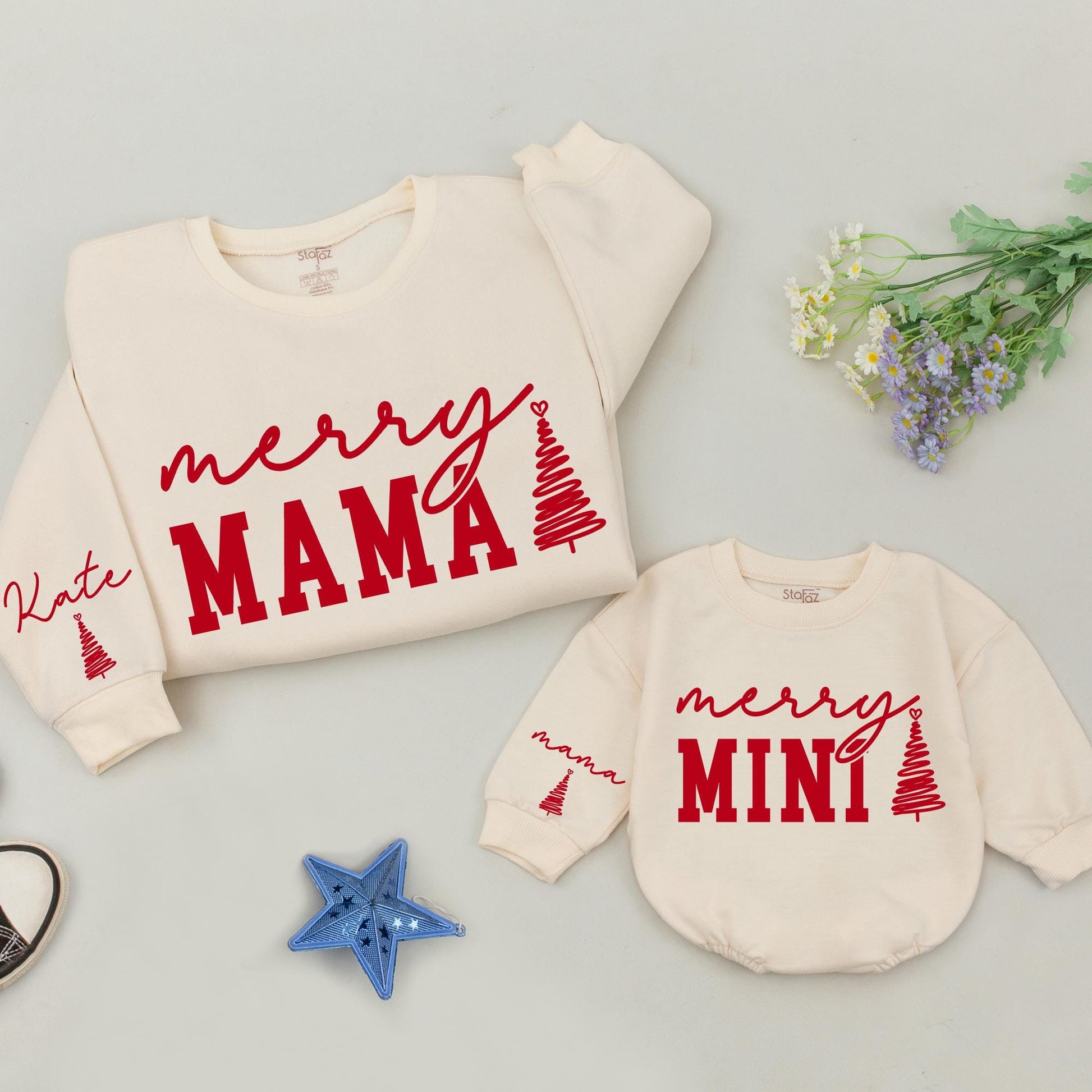 Matching Mom & Mini Xmas Outfits, Family Sweatshirts, Baby Gift