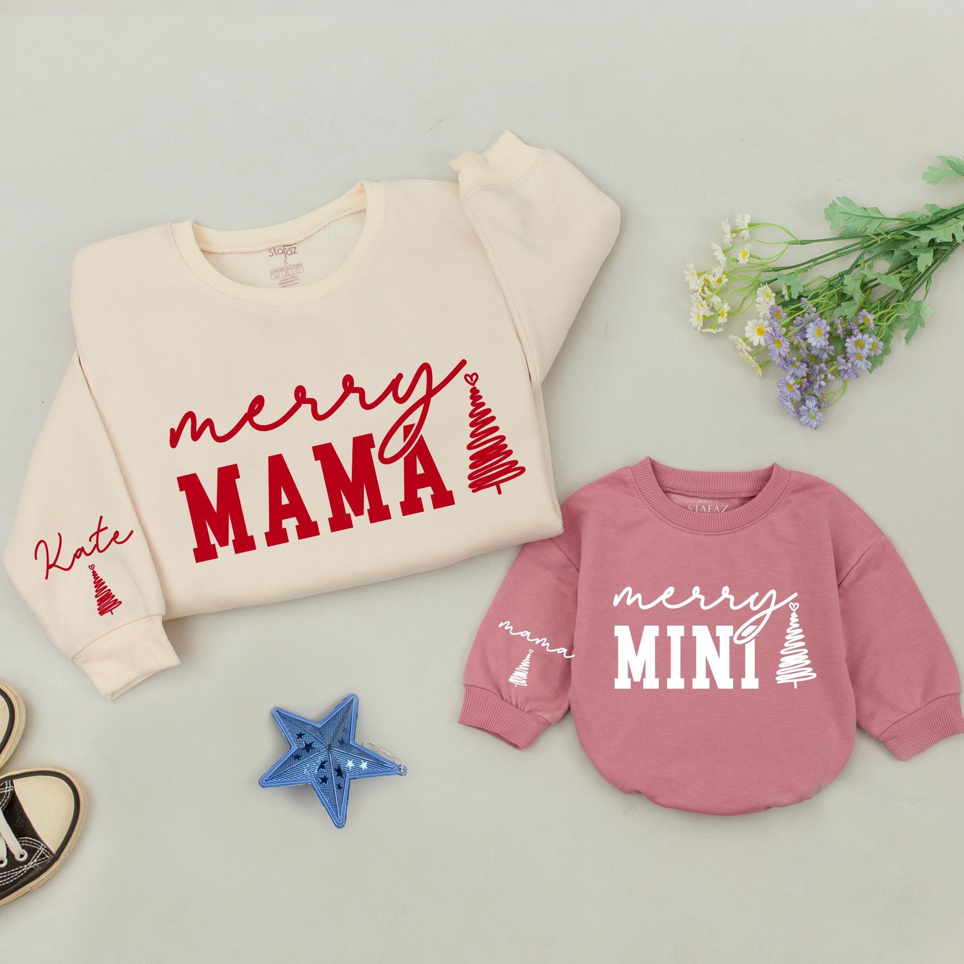 Matching Mom & Mini Xmas Outfits, Family Sweatshirts, Baby Gift