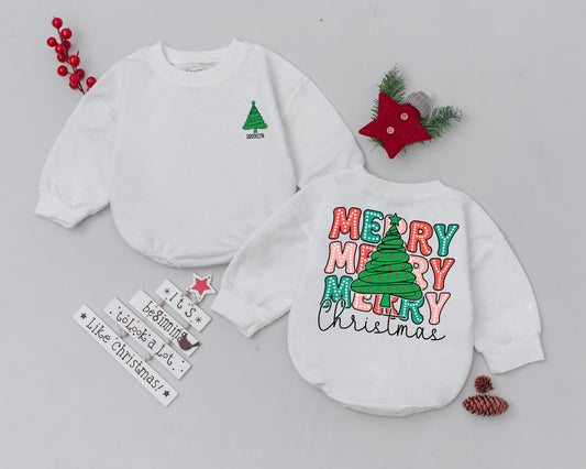 Personalized Baby's First Christmas Romper – Retro & Cute Gift  