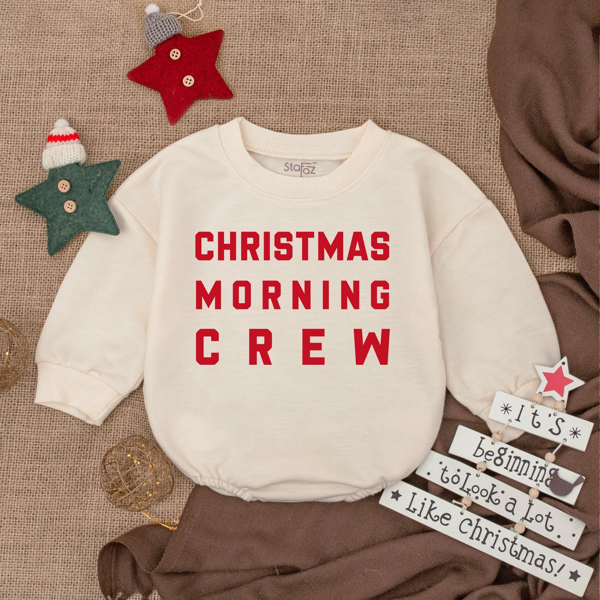 Festive Baby Romper & Sweatshirt: Cozy Christmas Toddler Outfit