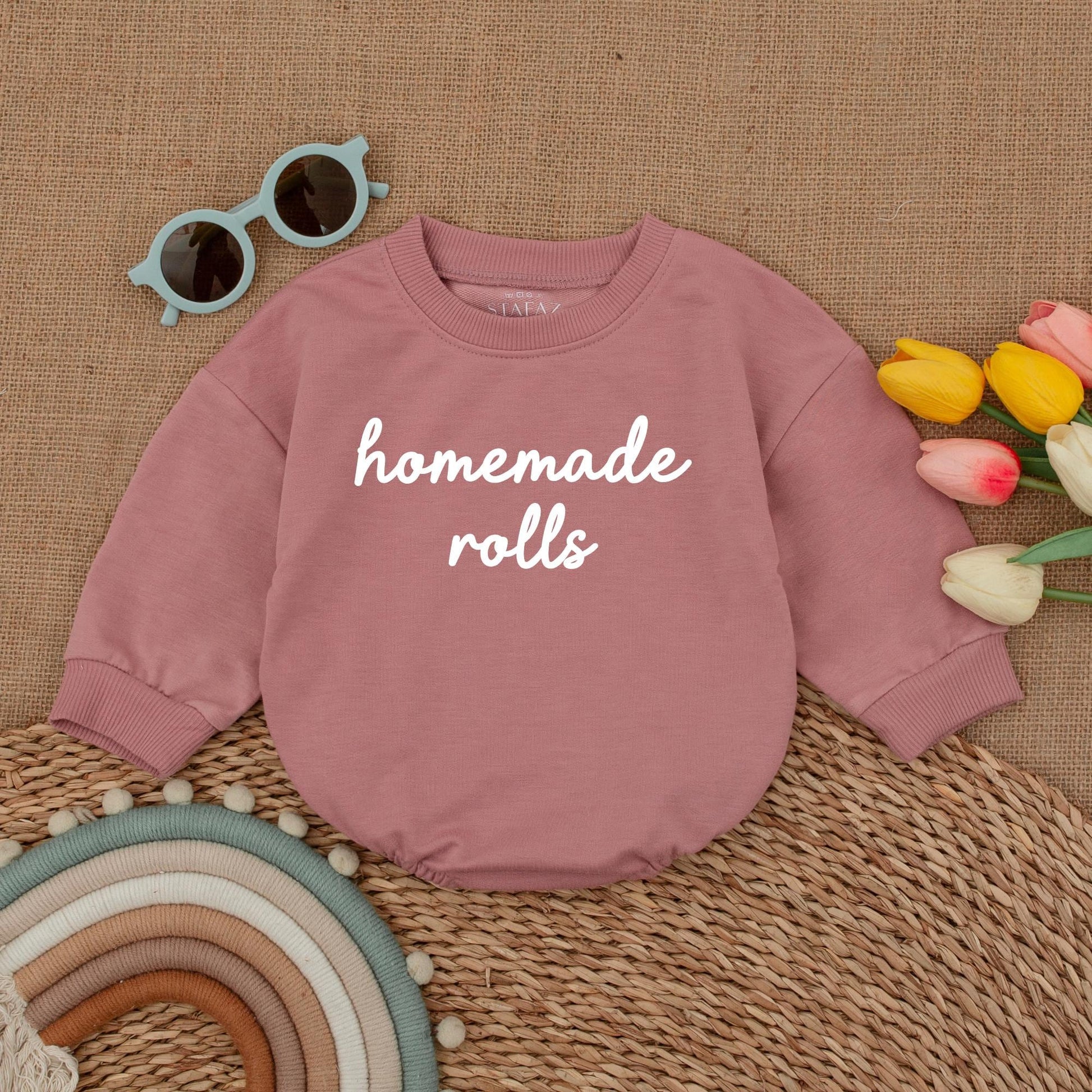 Homemade Rolls Baby Romper My First Thanksgiving Bodysuit cozy Fall Bubble Outfit soft cotton infant clothing great for baby announcement gift