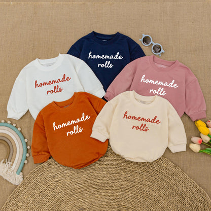 Homemade Rolls Baby Romper My First Thanksgiving Bodysuit cozy Fall Bubble Outfit soft cotton infant clothing great for baby announcement gift