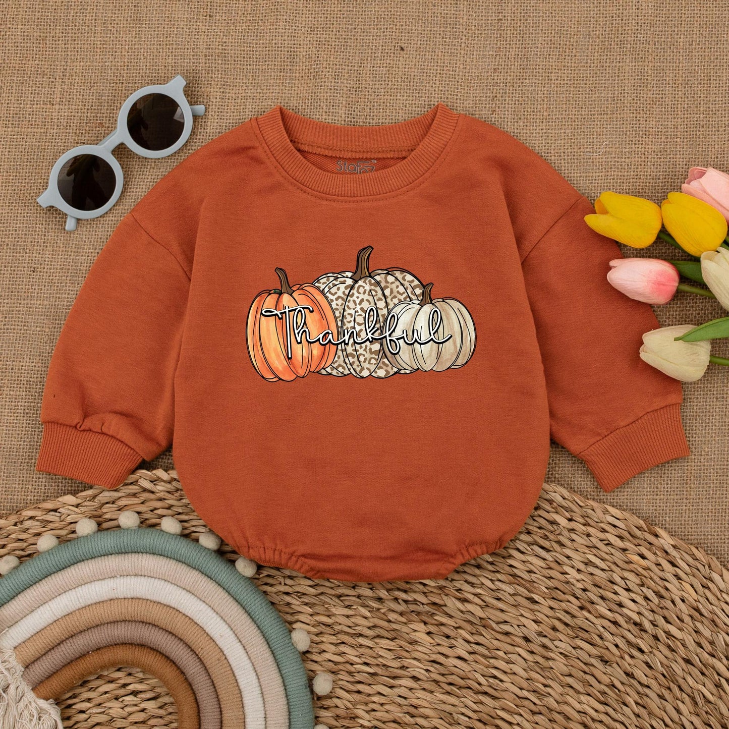 First Thanksgiving Pumpkin Baby Romper | Cute Fall Bodysuit Gift