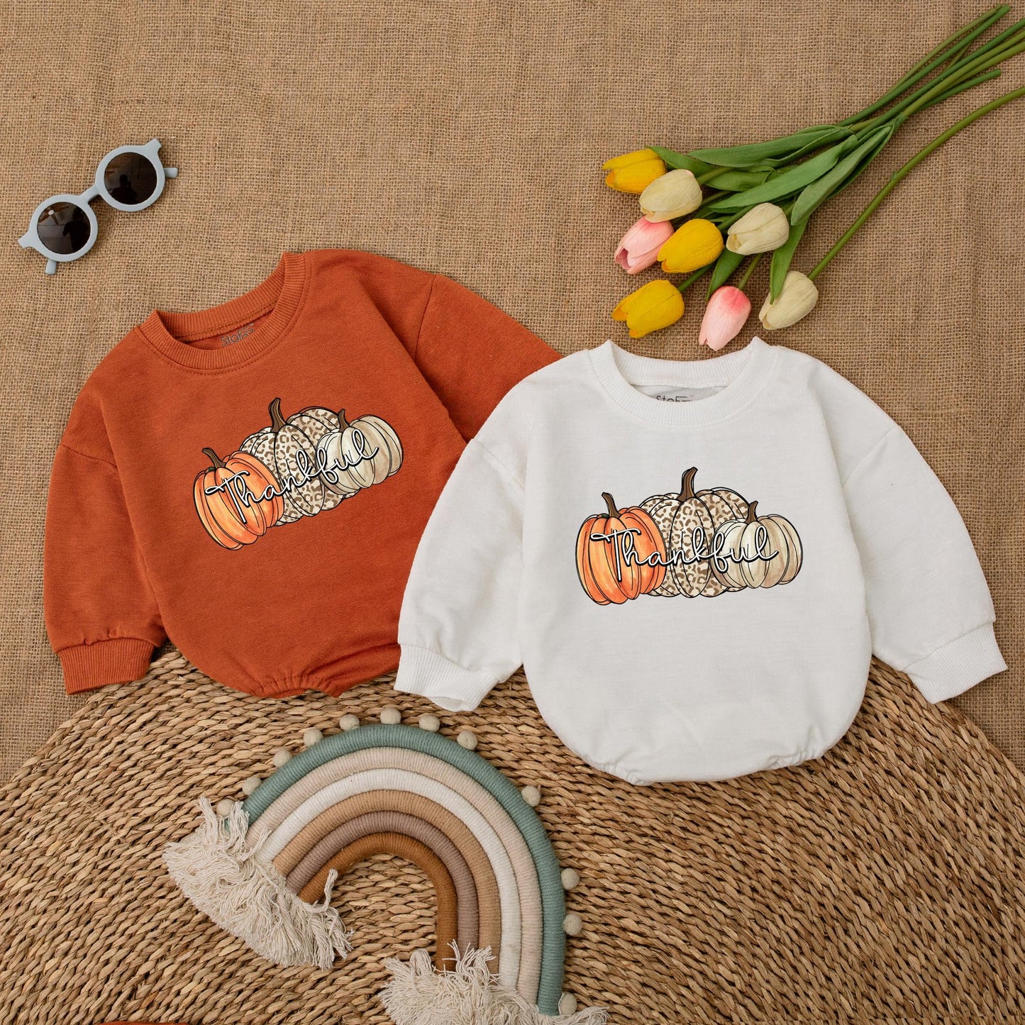 First Thanksgiving Pumpkin Baby Romper | Cute Fall Bodysuit Gift