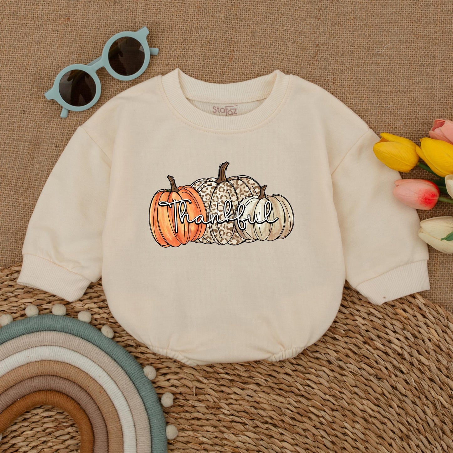 First Thanksgiving Pumpkin Baby Romper | Cute Fall Bodysuit Gift