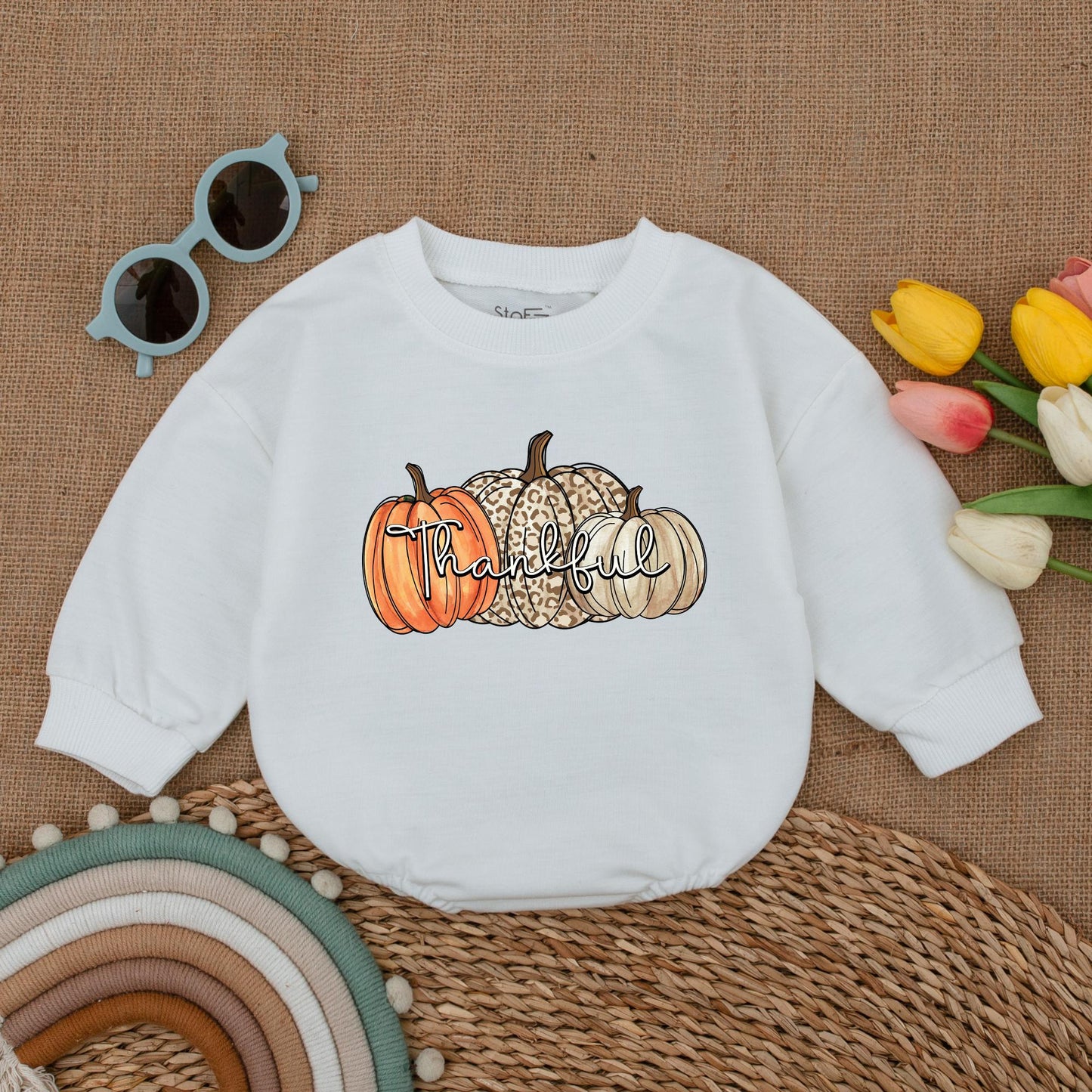 First Thanksgiving Pumpkin Baby Romper | Cute Fall Bodysuit Gift