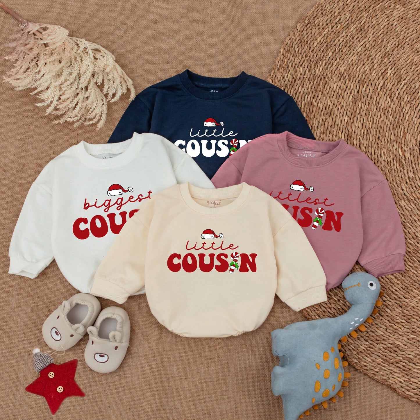 Cousin Matching Holiday Romper & Sweatshirt Set for Babies & Toddlers  