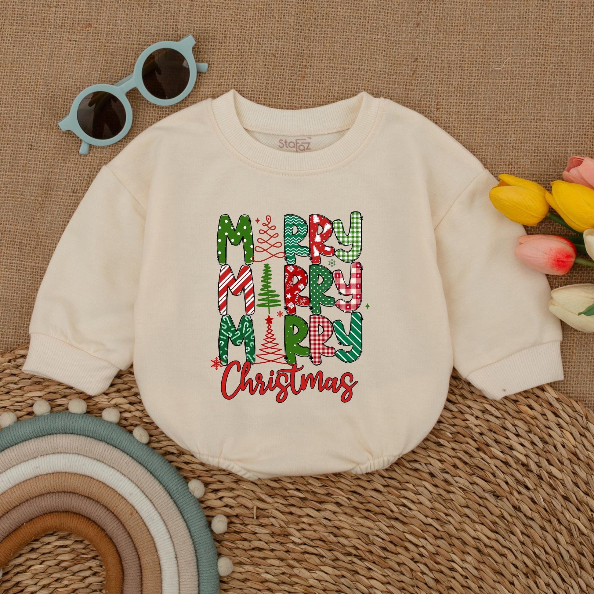 Baby Christmas Romper, First Christmas Bodysuit, Vintage Santa Outfit