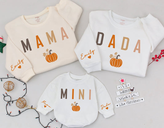 Fall Matching Sweatshirts: Mommy and Me, Personalized Thanksgiving Outfit