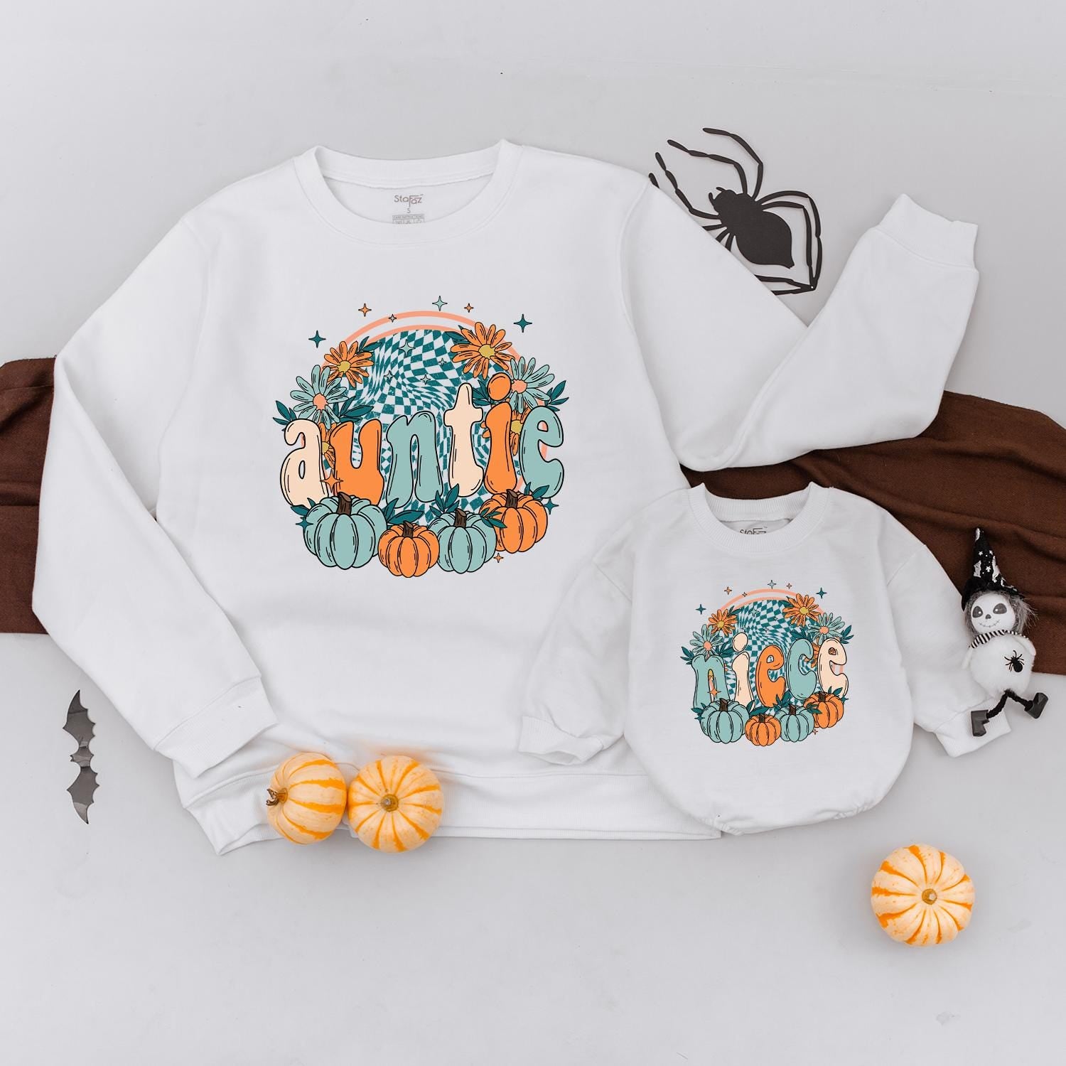 Auntie Niece Pumpkin Sweater Set - Cute Family Fall Matching Gift