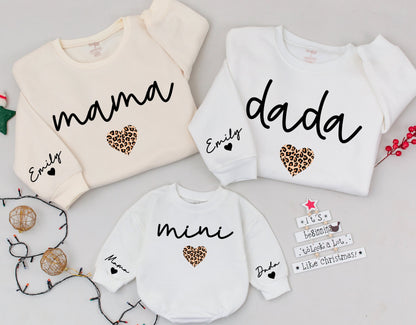 Matching Family Christmas Outfit: Mama, Dada, Mini Sweatshirts & Romper