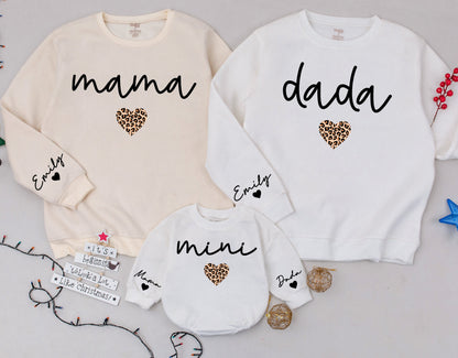 Matching Family Christmas Outfit: Mama, Dada, Mini Sweatshirts & Romper