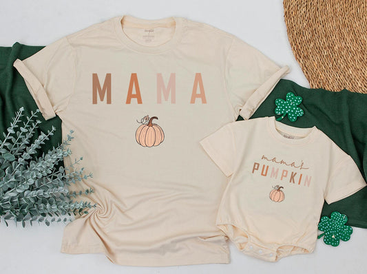 Matching Fall Pumpkin Shirts for Mama and Baby – Perfect Thanksgiving Outfit