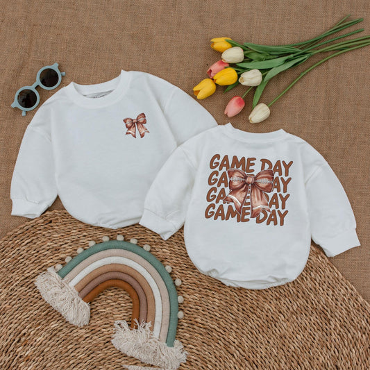 Baby Football Bow Romper: Game Day Outfit & Shower Gift Idea