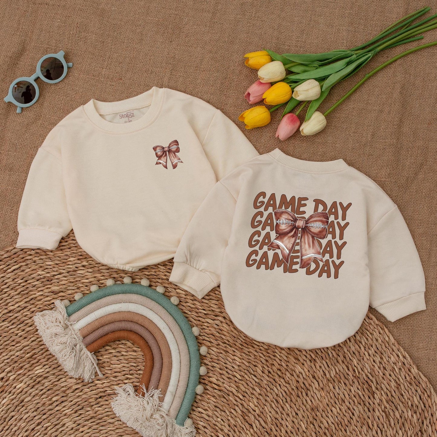 Baby Football Bow Romper: Game Day Outfit & Shower Gift Idea