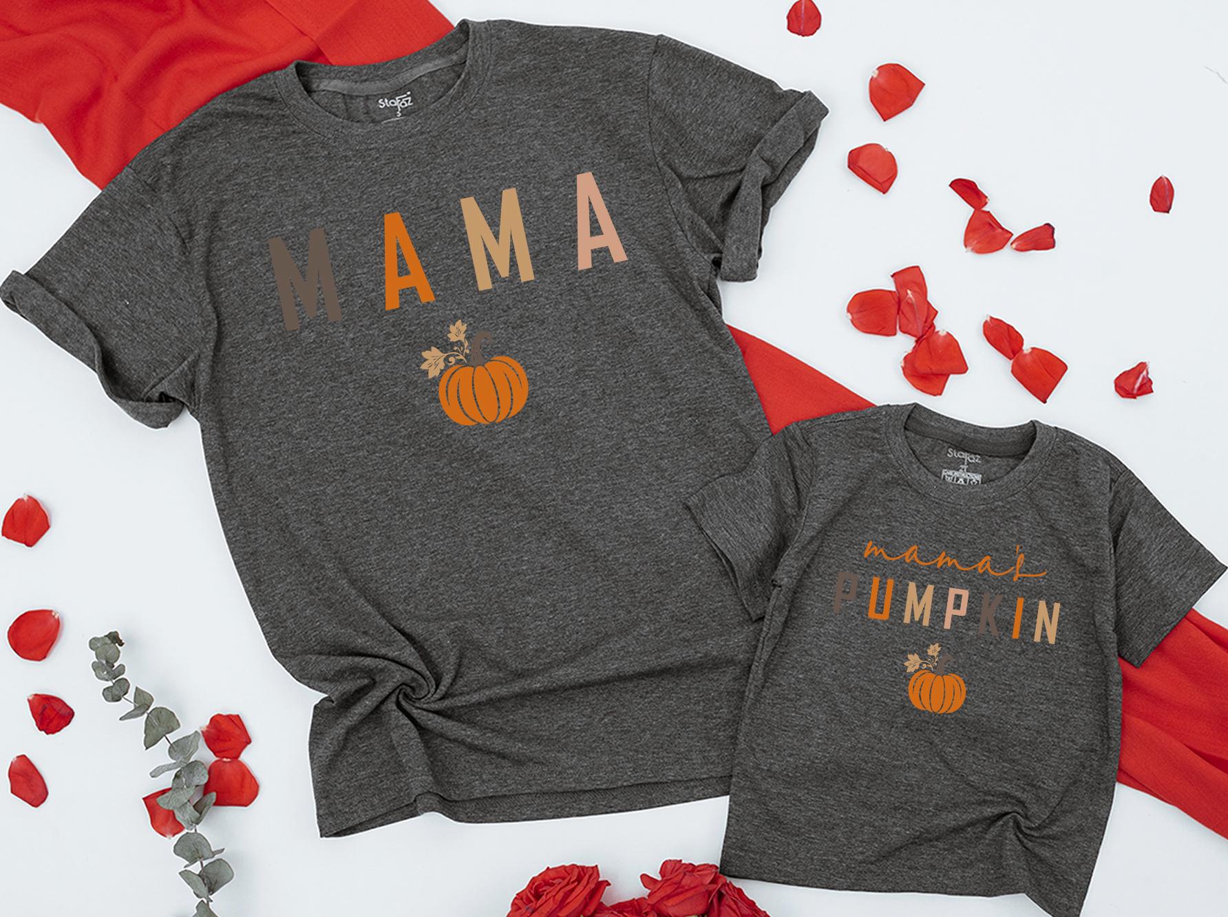 Matching Fall Mom & Baby Outfits: Pumpkin Shirts for Thanksgiving