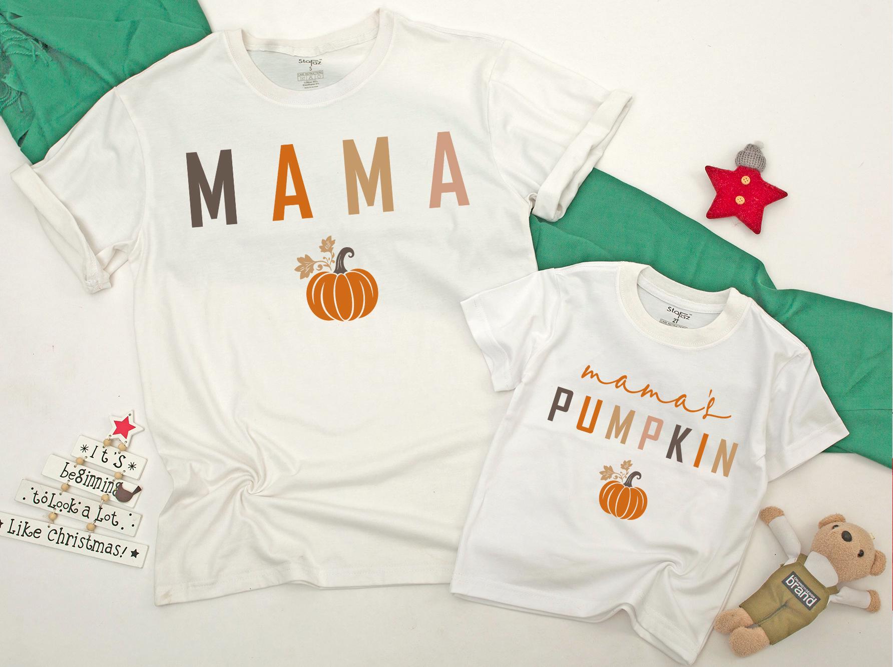 Matching Fall Mom & Baby Outfits: Pumpkin Shirts for Thanksgiving