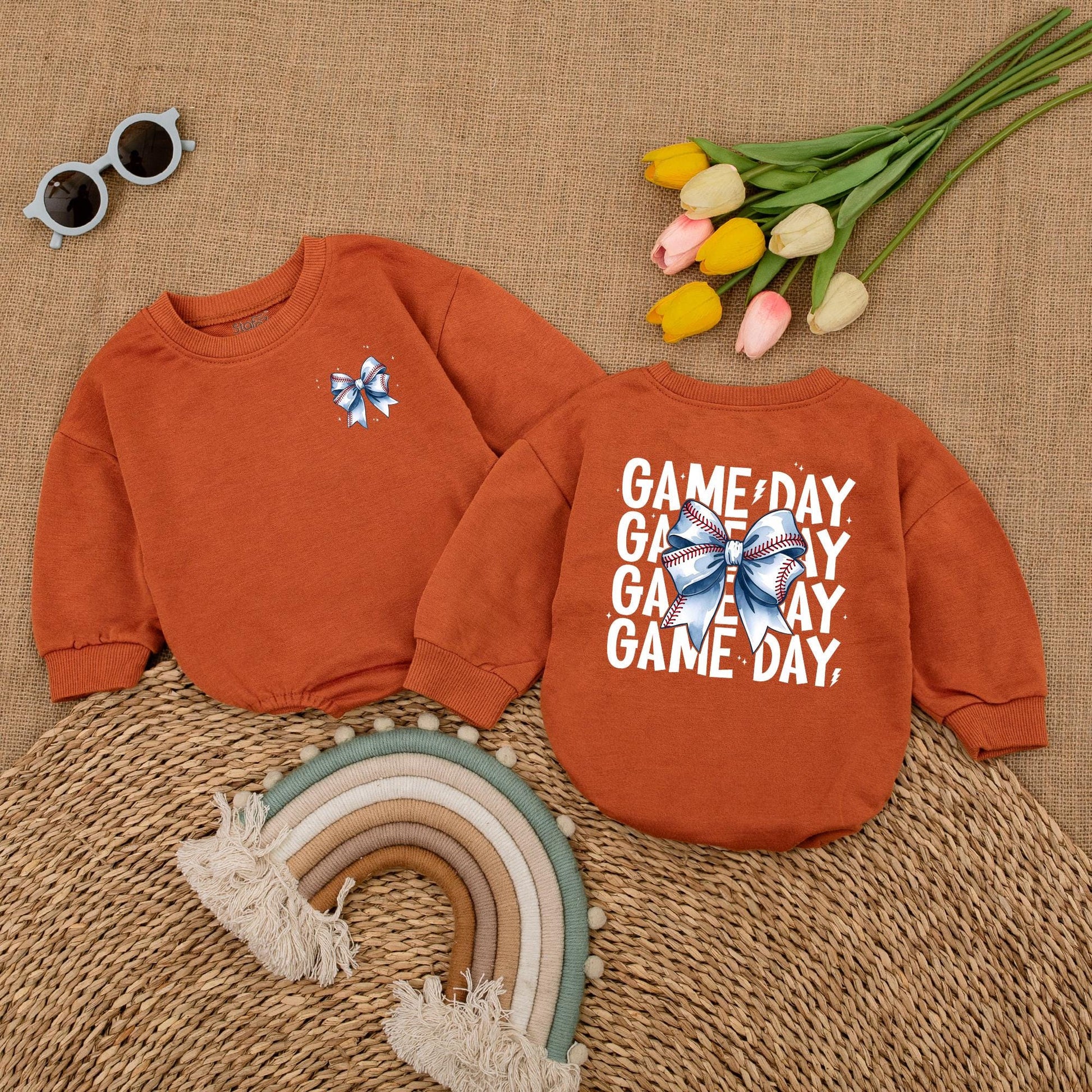 Baby Baseball Romper with Bow – Perfect Gift for Game Day Fun