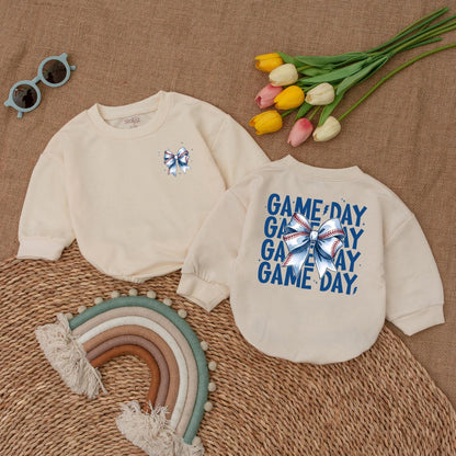 Baby Baseball Romper with Bow – Perfect Gift for Game Day Fun