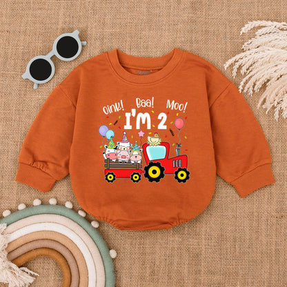 Farm Animal 2nd Birthday Romper - Personalized Cow Theme Outfit