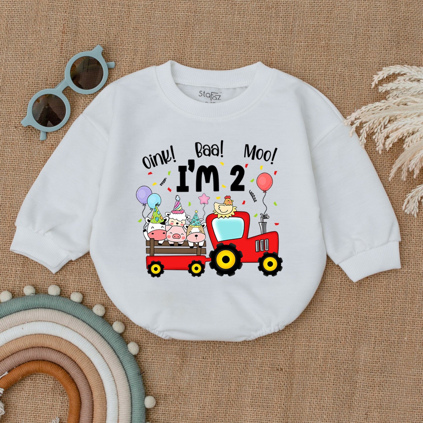 Farm Animal 2nd Birthday Romper - Personalized Cow Theme Outfit