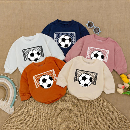 Personalized Soccer Baby Romper Name and Number Game Day Baby Bodysuit with Sporty Net Ball Design for a Unique Baby Shower Gift