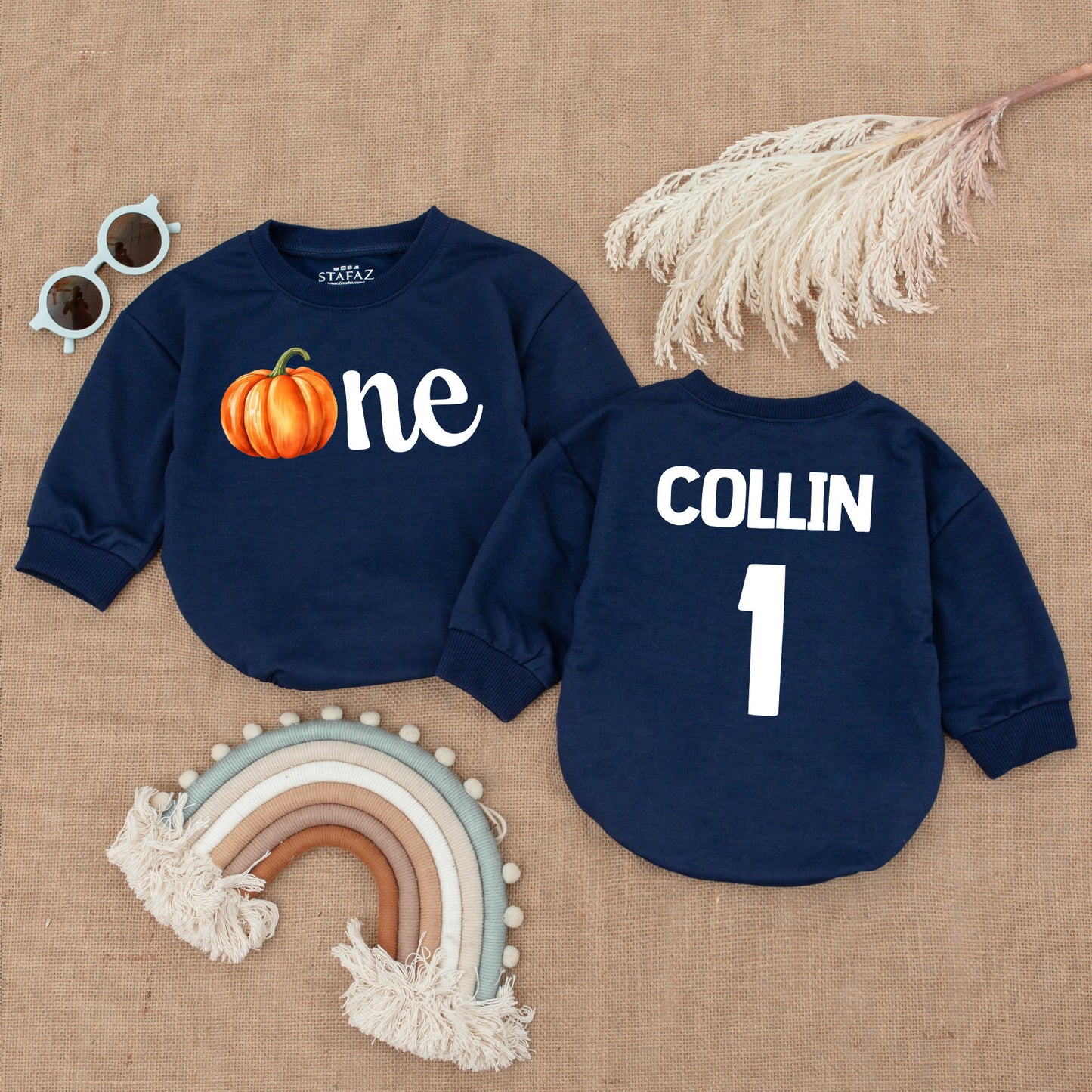 Thanksgiving Pumpkin Romper: Personalized Fall Baby Long Sleeve Outfit