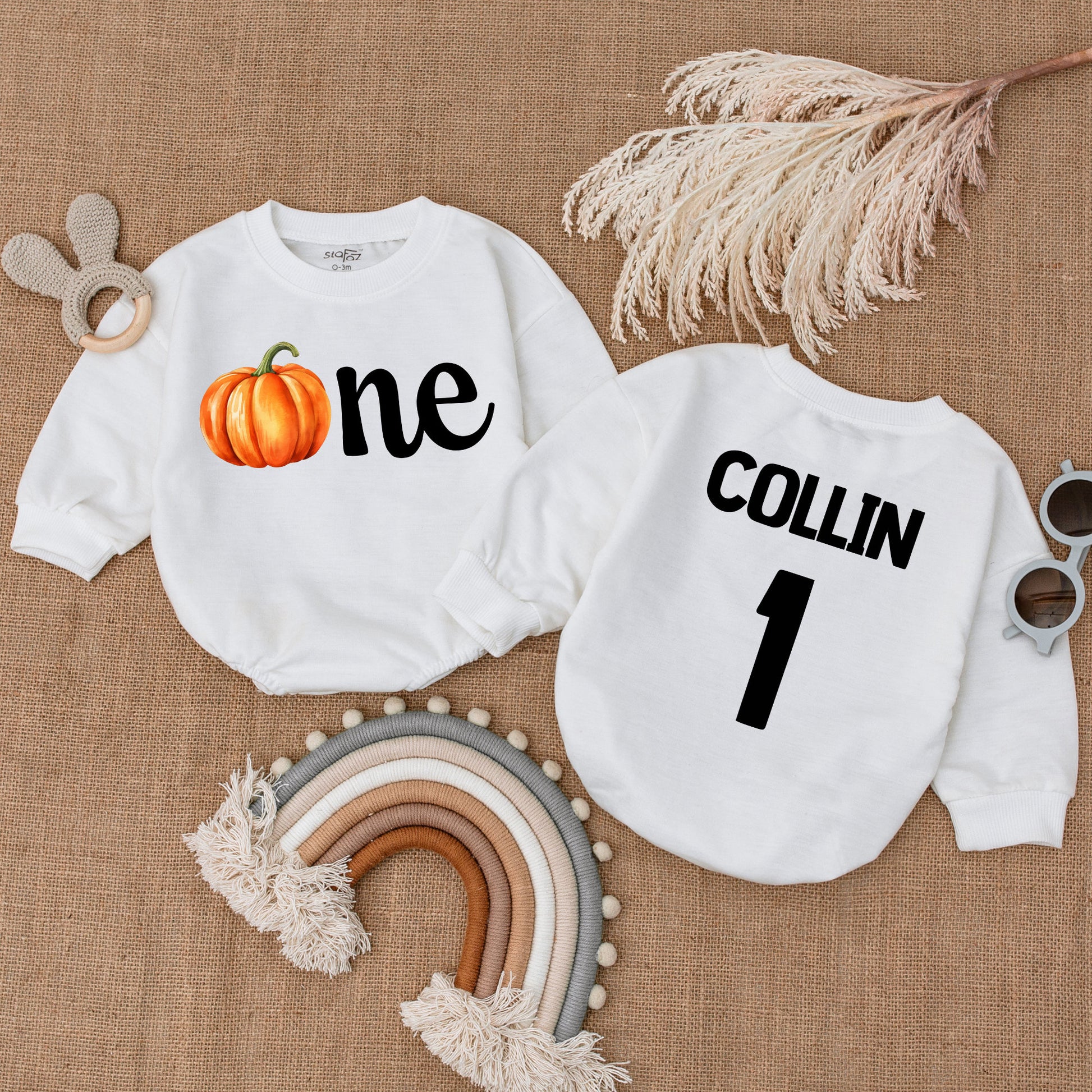 Thanksgiving Pumpkin Romper: Personalized Fall Baby Long Sleeve Outfit