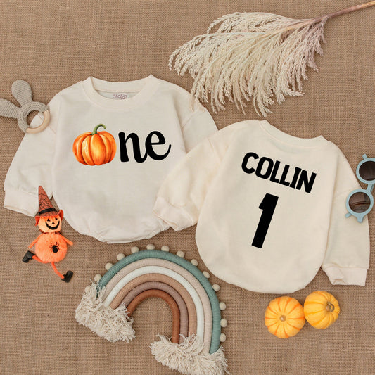 Thanksgiving Pumpkin Romper: Personalized Fall Baby Long Sleeve Outfit