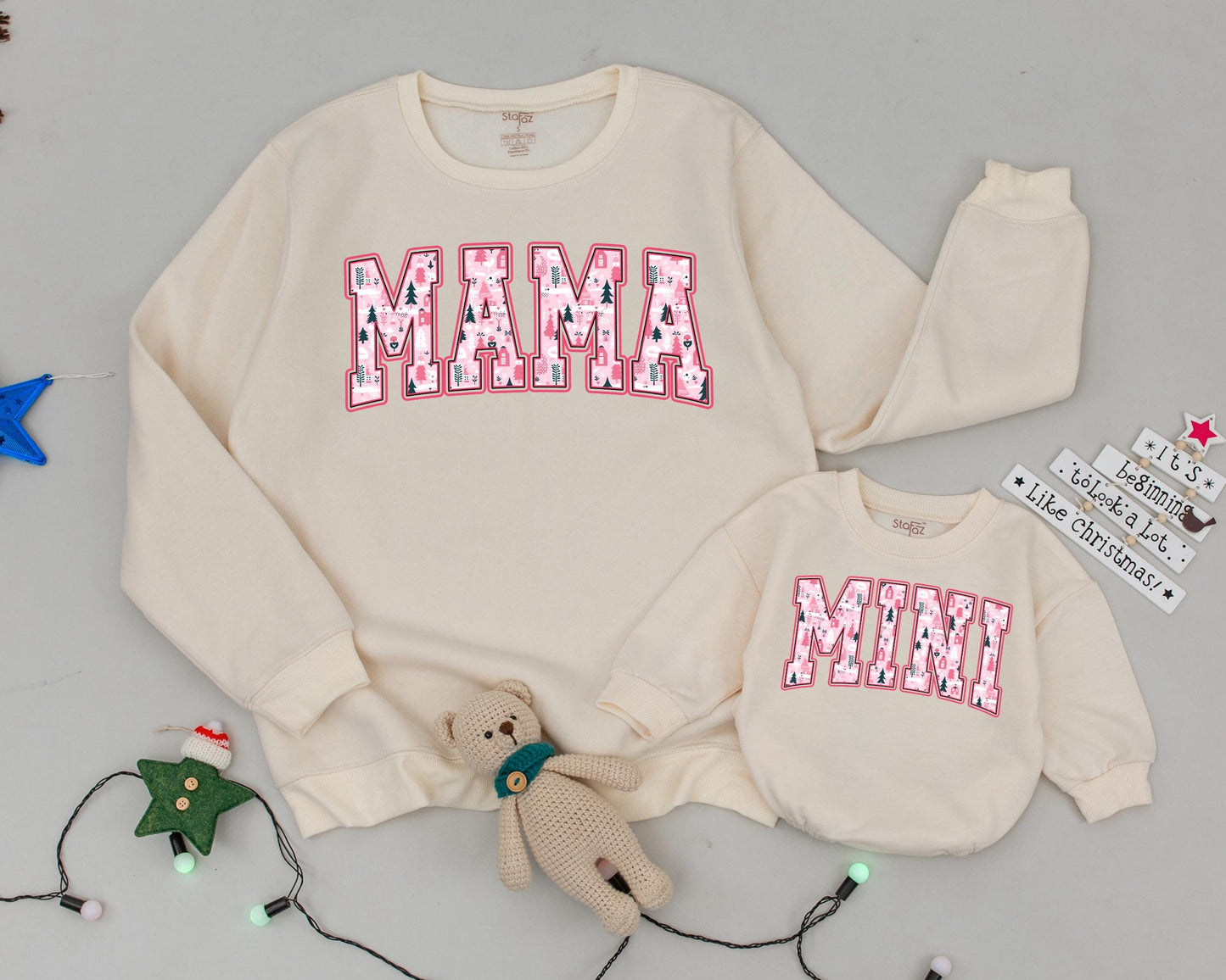 Matching Christmas Sweatshirts: Mama & Mini Personalized Holiday Set