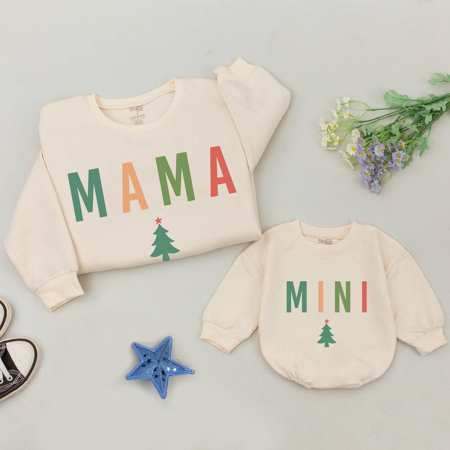 Matching Mama and Mini Christmas Sweatshirts: Family Holiday Outfit