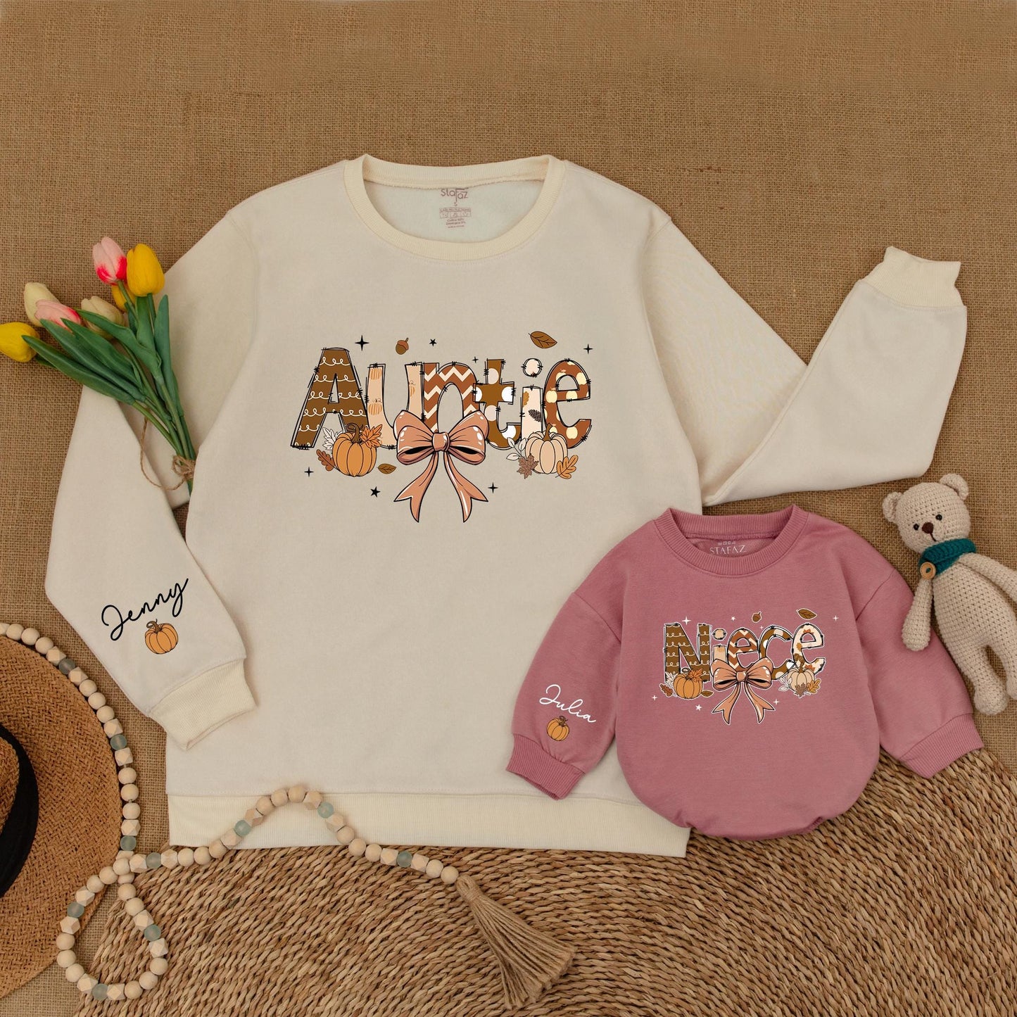 Pumpkin Matching Outfits: Auntie and Me Fall Sweaters, Gift Ideas