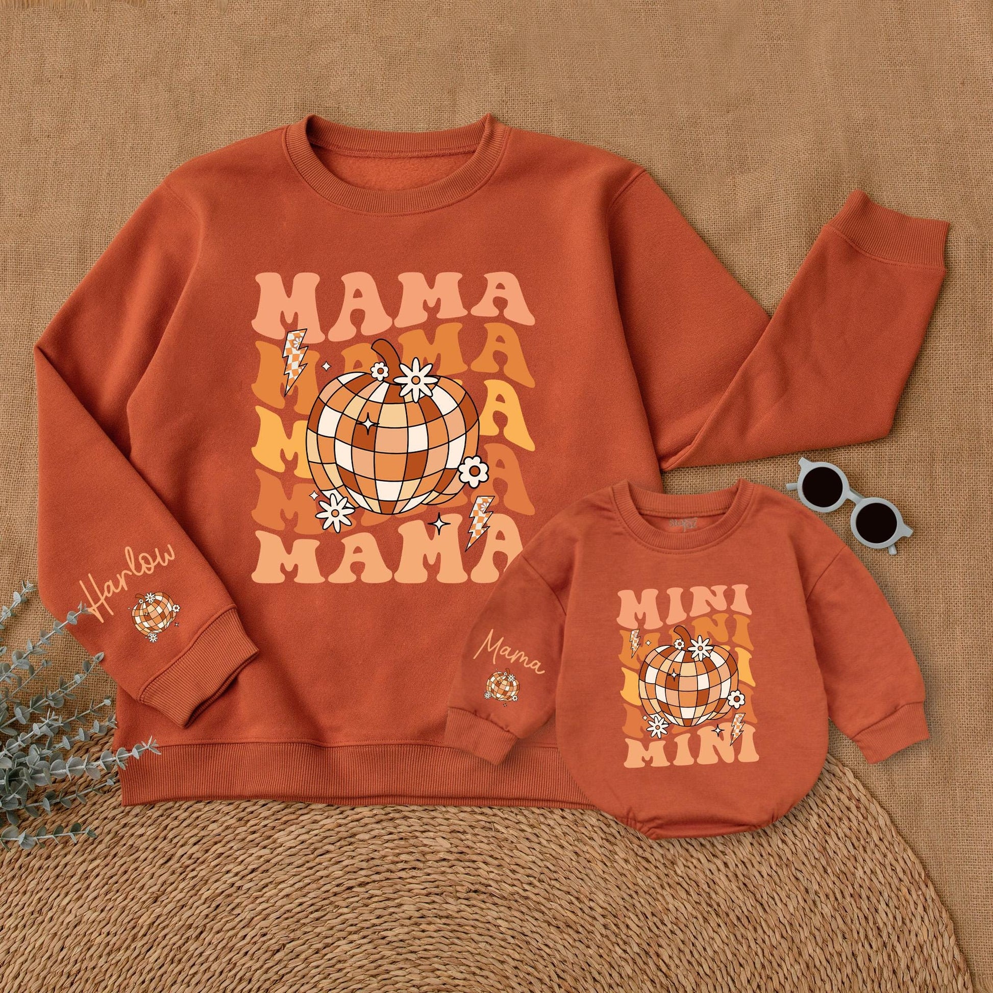 Mama & Mini Personalized Pumpkin Sweatshirt, Thanksgiving Outfit