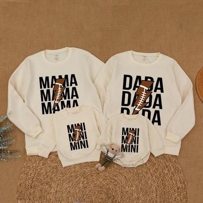 Matching Family Football Sweatshirts: Custom Mom and Baby Outfits