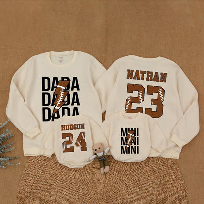 Matching Family Football Sweatshirts: Custom Mom and Baby Outfits
