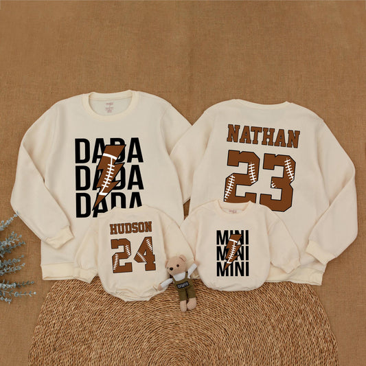 Matching Family Football Sweatshirts: Custom Mom and Baby Outfits