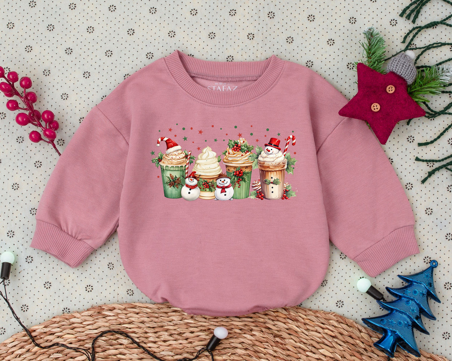 Holiday Coffee Baby Romper: Infant Christmas Outfit, Toddler Sweatshirt