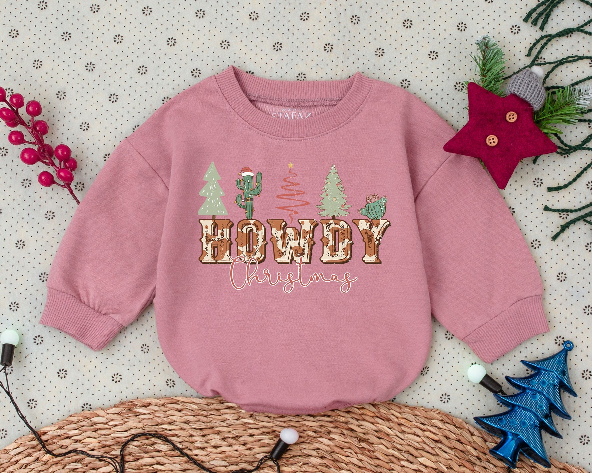 Western Holiday Romper: Baby’s First Xmas Outfit & Shower Gift