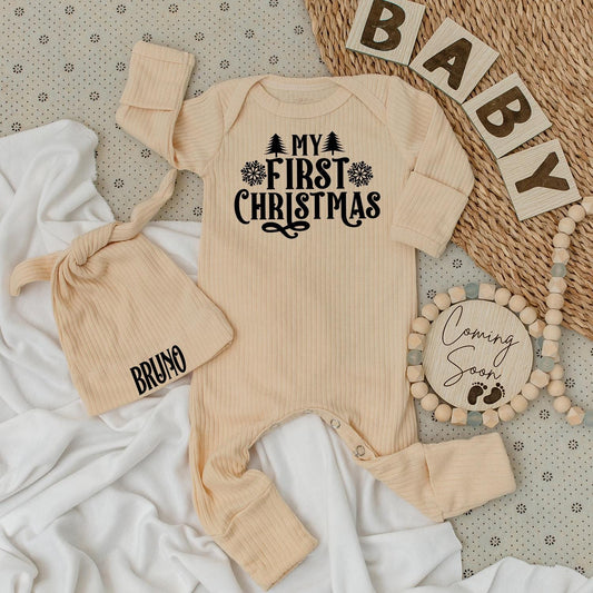 My First Christmas Baby Romper with Snowflake Design, Soft Holiday Outfit for Baby Boy or Girl, Newborn Gift