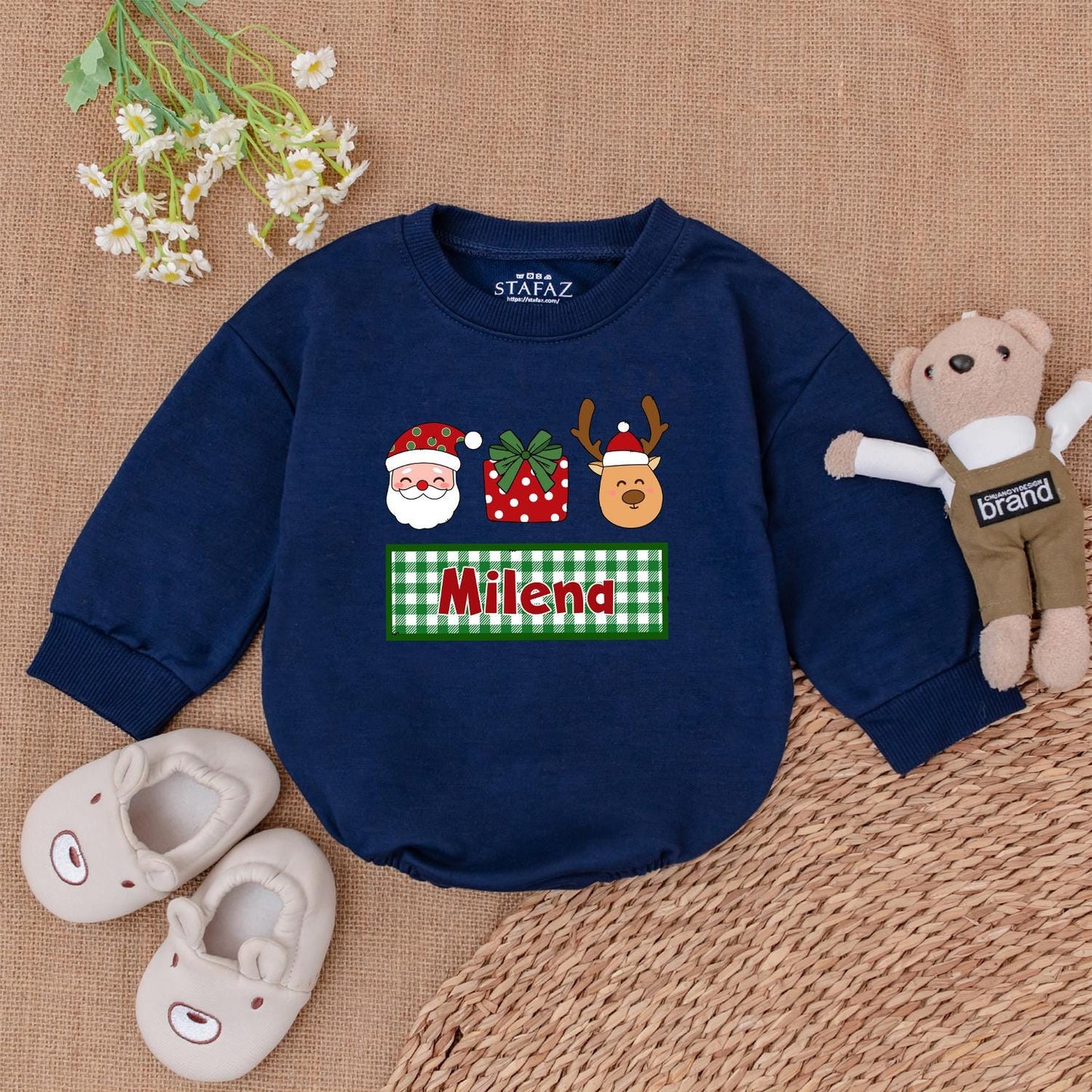 Custom Christmas Baby Romper | 1st Holiday Outfit & Baby Shower Gift