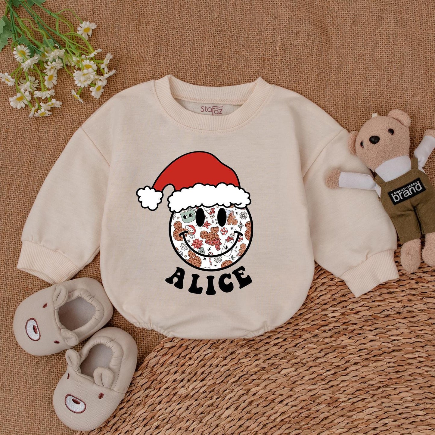 First Christmas Bubble Romper – Personalized Baby Bodysuit Gift