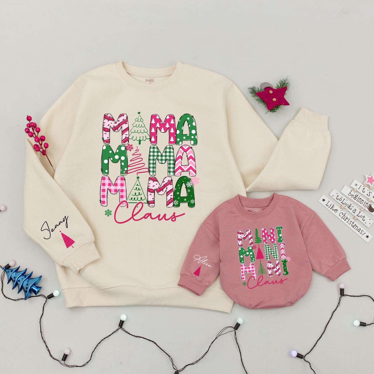 Festive Family Matching Santa Sweaters & Baby Rompers - Xmas Gifts