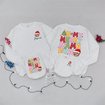 Chic Christmas Match: Mommy & Me Retro Sweaters, Baby Romper Set