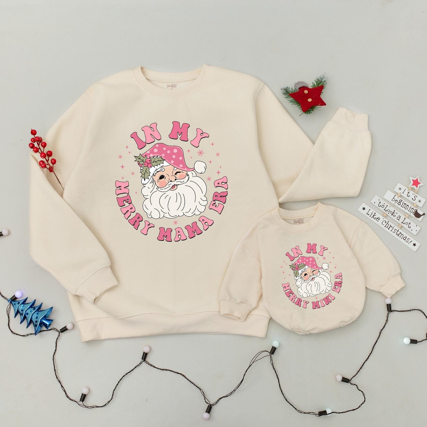 Festive Family Match: Merry Mama & Mini Christmas Sweatshirts