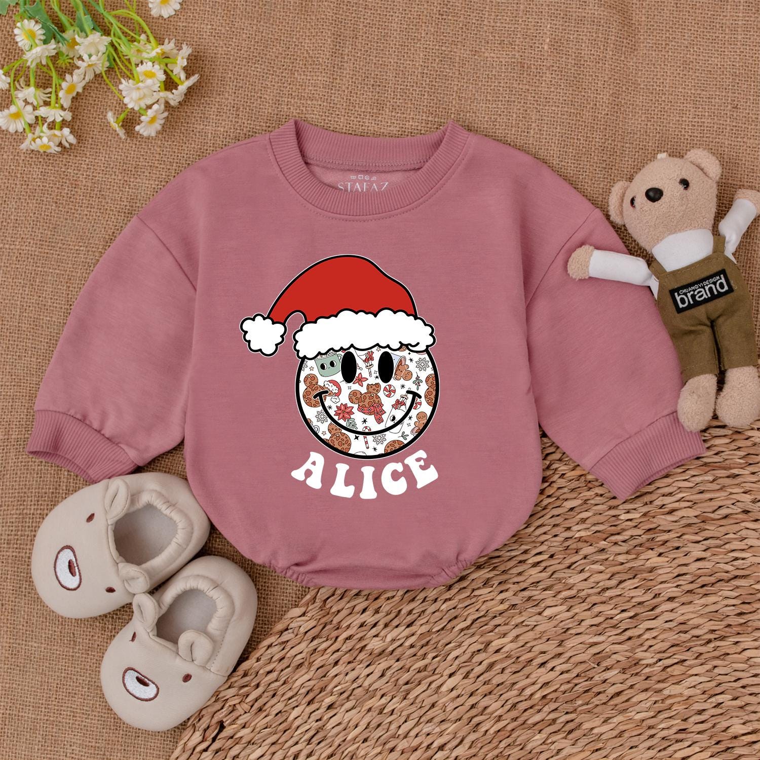 First Christmas Bubble Romper – Personalized Baby Bodysuit Gift