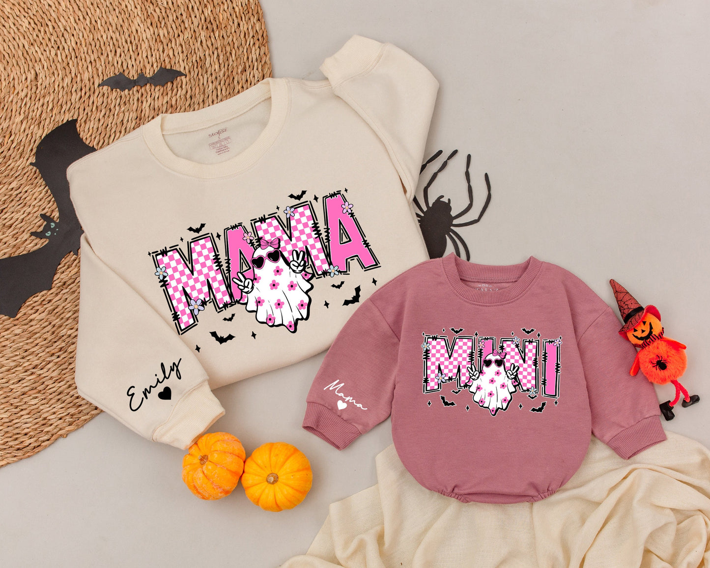 Matching Halloween Sweatshirts: Mommy & Me, Baby Romper Gift Set