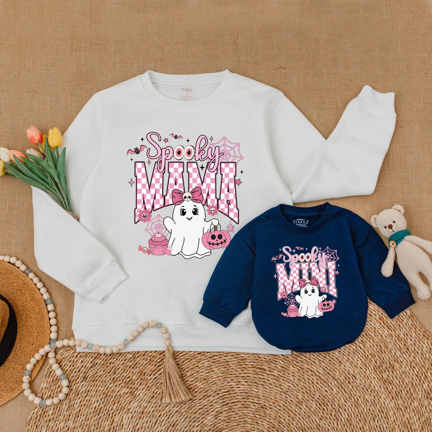 Matching Halloween Mommy & Me Sweaters: Cute Ghost Family Outfit  