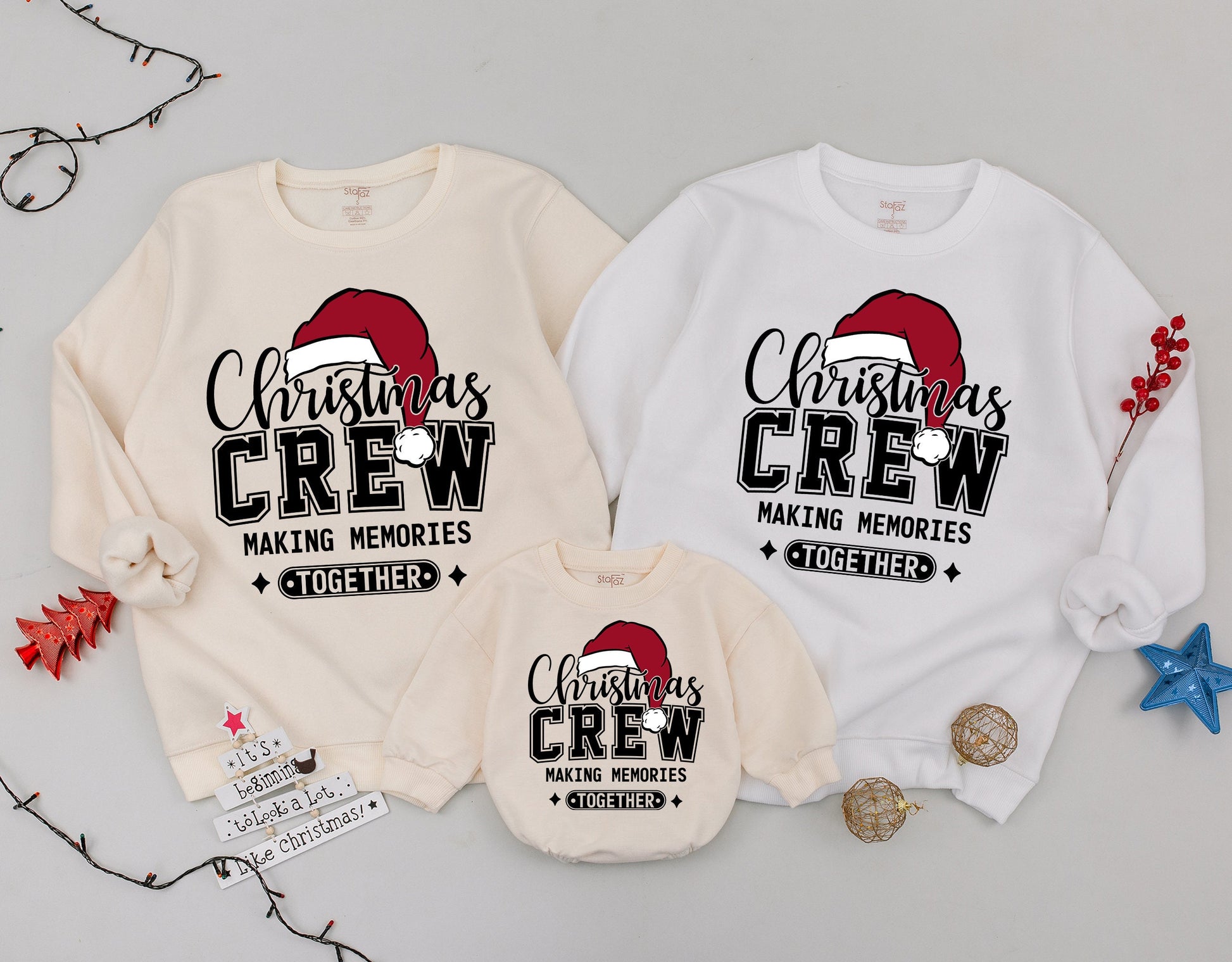 Matching Family Christmas Crew Sweatshirts – Retro Style Outfits