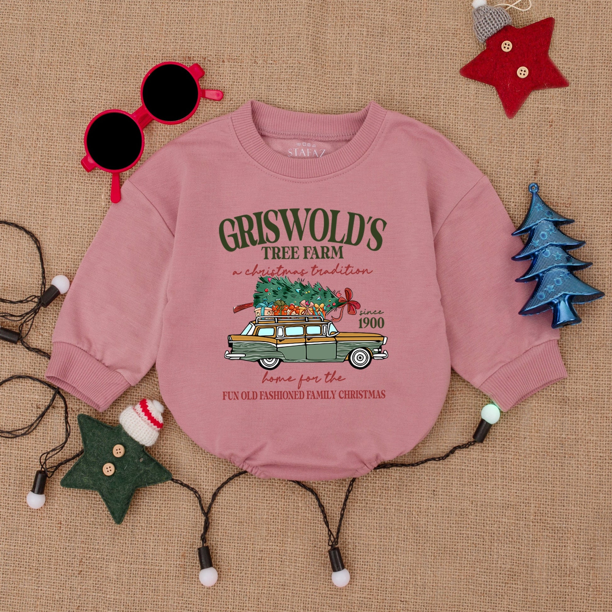 Griswold's Christmas Baby Outfit: First Christmas Bodysuit & Romper, Vintage Tree Farm Design, Baby Shower Gift, Baby's First Holiday
