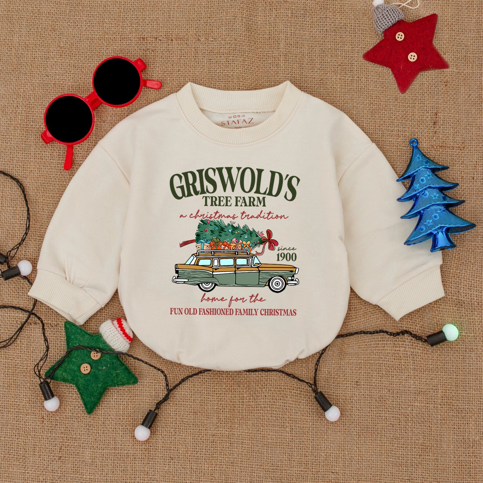 Griswold's Christmas Baby Outfit: First Christmas Bodysuit & Romper, Vintage Tree Farm Design, Baby Shower Gift, Baby's First Holiday
